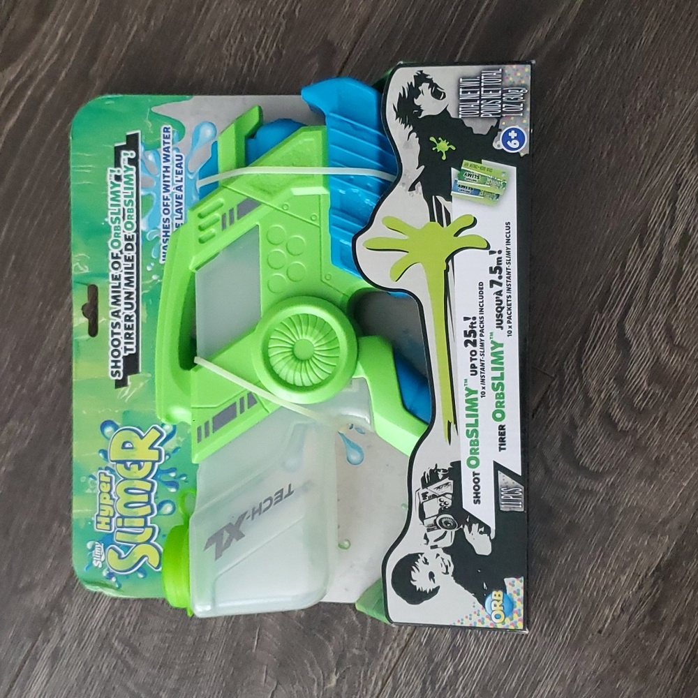 ORB Slimy SLIME GUN Hyper Slimer with 2 Colors of Instant Slimy Pouches New